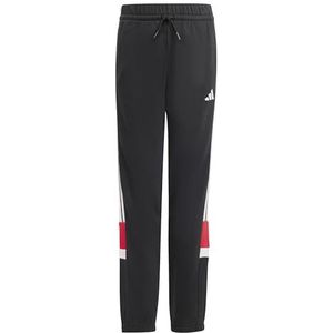 adidas Uniseks-Kind SEASONAL ESSENTIALS TIBERIO 3 STRIPES FLEECE PANT, black/white/pure ruby, 11-12 Years