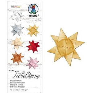 Ursus 3210078 - Papieren stroken voor kerststerren, mat goud, van tekenpapier 130 g/m², ca. 1,5 x 50 cm, 80 stroken voor ca. 20 sterren, knutselklassiekers voor de kersttijd