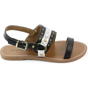 CHATTAWAK Dames 13ROYZEBRE41 platte sandalen, zebra, 41 EU smal, Zebra, 41 EU Étroit