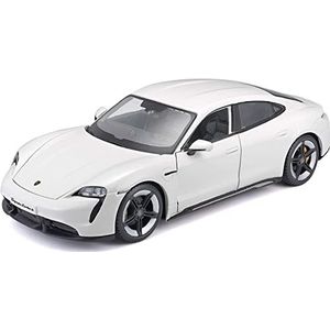 Bburago Porsche Taycan: modelauto op schaal 1:24, deuren beweegbaar, 20 cm, wit (18-21098)