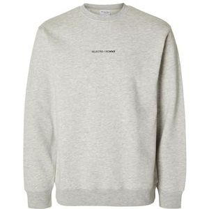 SELECTED HOMME Heren sweatshirt geborduurd, lichtgrijs gem., M