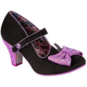 Irregular Choice Piccolo Womens Mid Heel Wit Crème Glitter Boog Bruids Bruiloft, Zwart Paars, 39 EU