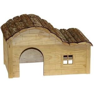 Kerbl Knaagdierhuis met gebogen dak natuur 30x20x20 cm