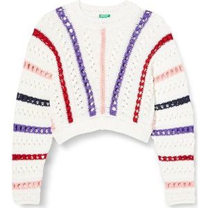 United Colors of Benetton trui voor meisjes en meisjes, Bianco A Righe Multicolori 074, 160 cm