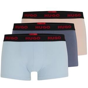 HUGO Heren Trunk Triplet Pack Drie-Pack van Stretch-Katoen Trunks met Logo taillebanden, Licht/Pastel Roze681, XL