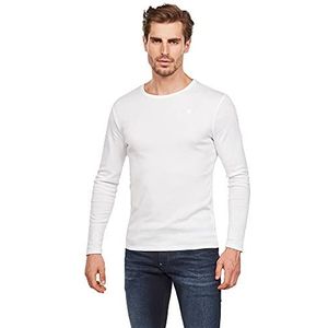 G-STAR RAW Basic T-shirt voor heren, ronde hals, lange mouwen, slim, wit (wit 124-110), XXL