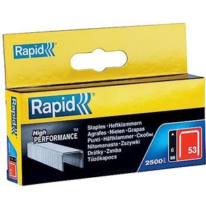 Rapid 11856225 Nieten voor Tacker Type 53, 6mm Nietjes, 2.500 St, Dundraadnieten voor Hout en Stof,Metaal