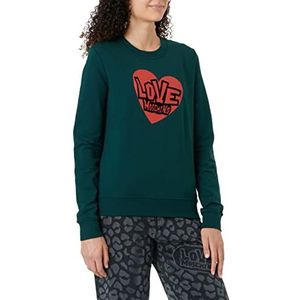 Love Moschino Dames Slim Fit L met Brand Heart Print. Sweatshirt, groen, 48