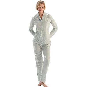 Dagi Dames Turquoise Gestreept Borduurwerk Gedetailleerd Shirt Broek Pyjama Set, L, turquoise, L