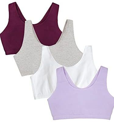 Fruit of the Loom Dames Built Up Tank Style Voordeelverpakking Sportbeha, ondoorzichtig, violet/wit/paars/grijs, 90 (4 stuks), paars/wit/paars/grijs, 40