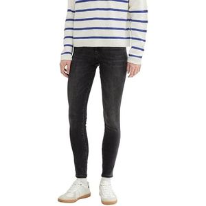 TOM TAILOR Denim Dames NELA Extra Skinny Jeans, 10250 - Gebruikte Dark Stone Black Denim, S/30L