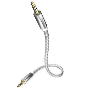 inakustik – 004101015 – Premium 3,5 mm jackkabel | Voor het aansluiten van smartphones, tablets of pc op hifi-versterker | 1,5 m in wit/zilver | 2-voudige afscherming - moderne gevlochten kap