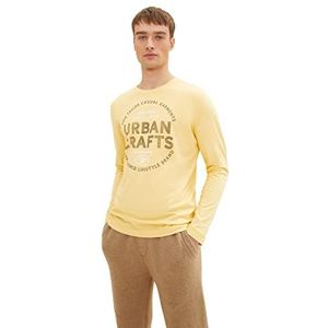 TOM TAILOR Uomini Shirt met lange mouwen met print en strepen 1034399, 30871 - Yellow Offwhite Finestripe, 3XL