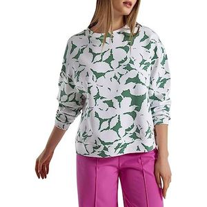 United Colors of Benetton Dames sweatshirt zonder capuchon, verde fantasia a fiori 71m, XS