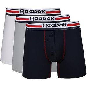 REEBOK Herenonderbroek marineblauw/wit/grijs boxer, marineblauw/wit/grijs, XL