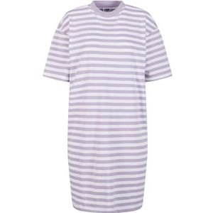 Urban Classics Oversized gestreepte T-jurk voor dames, Wit/Dustylilac, 5XL