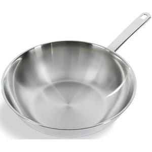 BK Bright Wokpan van 28 cm, Gepolijste buitenkant, Stay Cool-handgreep, Professioneel koken, 18/10 roestvrij staal, Inductie, Ovenbestendig tot 230°C, Braadbestendig, Vaatwasmachinebestendig, Zilver