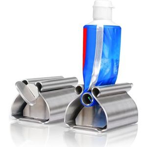 Zivacate 2-pack tandpastatube-knijper, roestvrijstalen tandpasta-dispenser met rollende buis, met tandpastahouder-zitfunctie