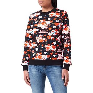 Love Moschino Dames Allover Love Hearts and Stars. Sweatshirt, Zwart en Veelkleurig, 40