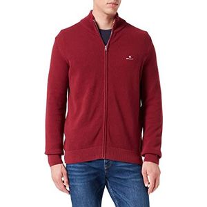 GANT Heren Cotton Pique Zip Cardigan Pullover, Plumped Rood, XS