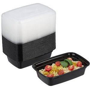 Relaxdays meal prep bakjes set van 24 - herbruikbaar - lunchbox 1 vak - bakjes met deksel