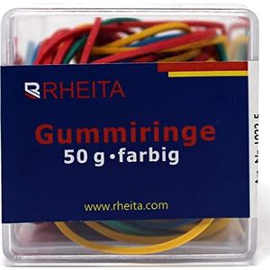 Rheita 1022-5 rubberen ringen, op kleur gesorteerd, 50 g in doorzichtige doos, op kleur gesorteerd