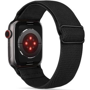 Tasikar Sportbandjes compatibel met Apple Watch-bandjes van 45, 44 en 42 mm, vervangingsbandjes, verstelbaar, verstelbare elastische gevlochten elastische bandjes voor Apple Watch SE-serie 7/6/5/4/3/2/1, zwart