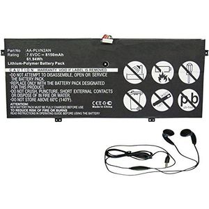 amsahr AAPLVN2AN-03 reservebatterij Samsung AAPLVN2AN, Samsung ATIV boek 9 (7.6V, 62Wh, 8150mAh, 4-cellen) - inclusief stereo-oordopjes zwart