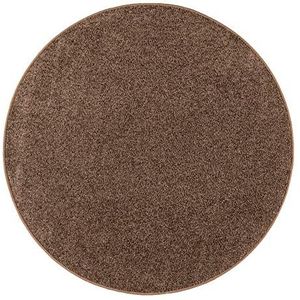 Misento Shaggy hoogpolig tapijt voor de woonkamer, langpolig, getest op schadelijke stoffen, 100% polypropyleen, bruin 133 cm rond, 289274
