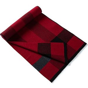 Lindoro Merino wol sjaal voor mannen, Tartan warme lichtgewicht geruite winter lange sjaals w/geschenkdoos, Bordeaux & Grijs, One Size