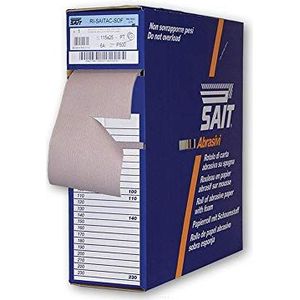 Sait 94078 RI-SAITAC-SOF 6A Industriële schuurpapierrol op schuim, voorgesneden, 115 mm x 25 m, korrel 400