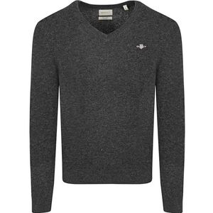 GANT Extra fijne lamswol met V-hals, Dk Charcoal Melange, XL