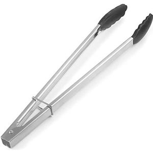 Lacor - 63929 - pincet van roestvrij staal en siliconen - kleur zwart - gesatineerd staal - ergonomisch - eenvoudige reiniging - vaatwasmachinebestendig - hittebestendig tot 250 °C - 30 cm