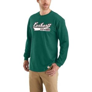 Carhartt Heren Relaxed Fit Heavyweight Long-Sleeve Script Graphic Work Utility T-shirt, North Woods Heather, XL