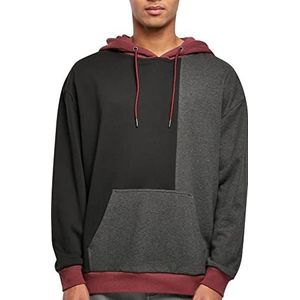 Urban Classics Heren Oversized Color Block Hoody Sweatshirt, Black/Charcoal, S, zwart/charcoal, S