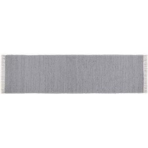 Dhurry Vlekkerl, plat geweven tapijt van 100% katoen; handgeweven, wasbaar, aan beide zijden bruikbaar, 70 x 250 cm; grijs, Happy Cotton