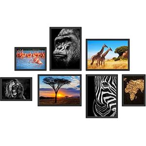 WCB Premium posterset -""Afrika"" 7 posters met 14 motieven (aan beide zijden bedrukt) - 4x DIN A4 + 3x DIN A5 - fotoset zonder lijst voor wanddecoratie