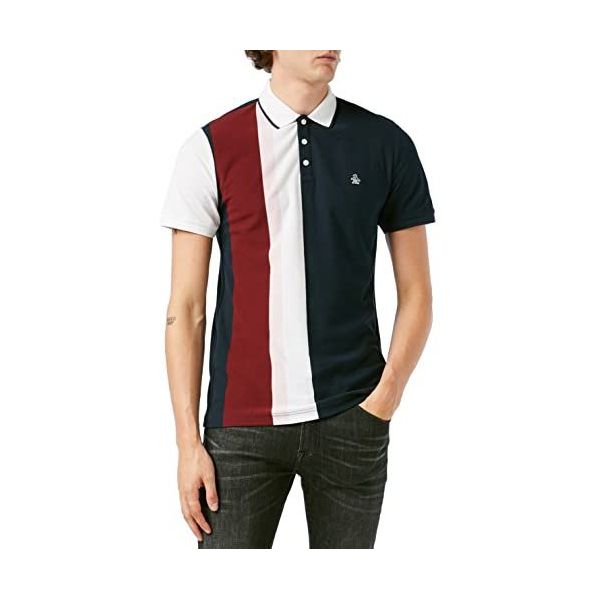 Amazon Heren Kleding Tops & Shirts Shirts Poloshirts XL Donkere Saffier Heren verticale streep combo paneel poloshirt 