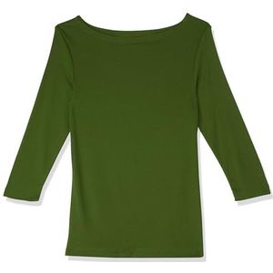 Amazon Essentials Women's T-shirt met driekwartmouwen, stevige boothals en slanke pasvorm, Groen, XL