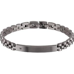 Breil Armband BLACK DIAMOND voor heren van roestvrij staal in de kleur pistool met zwarte diamanten, met vouwsluiting, lengte: 22,5 cm, TJ2400, Länge: 22,5 cm, Roestvrij staal, Geen edelsteen