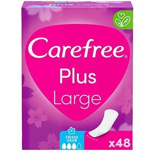 Carefree Plus Large inlegkruisjes met ultieme verbeterde kern, frisse geur, absorptiegraad drie, maat L, extra breed, verpakking van 48 stuks