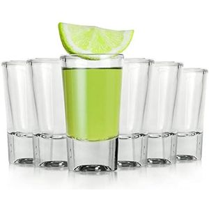 Alcohol Cage QUICK SHOT Glazen Set - Kleine Borrelglaasjes 28ml - met Zware Voet - Vaatwasmachinebestendig - Wodka Glazen Borrelglaasjes Grappig Set van 6