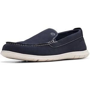 Clarks Flexway Step Loafer Flat voor heren, marine suede, 10 US