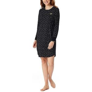 Schiesser Dames lange mouwen 100% katoen Sleepshirt Bigshirt 95cm Lengte-Nightwear Nachthemd, zwart, 36, Schwarz, 36