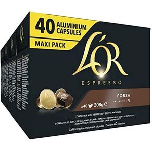 L'OR Espresso Koffiecups Forza (160 Espresso Koffie Capsules - Geschikt voor Nespresso Koffiemachines - Intensiteit 09/12 - 100% Arabica Koffie - UTZ Gecertificeerd) - 4 x 40 Cups