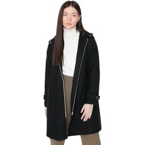 Trendyol Effen oversized jas met capuchon voor dames, Zwart, 68