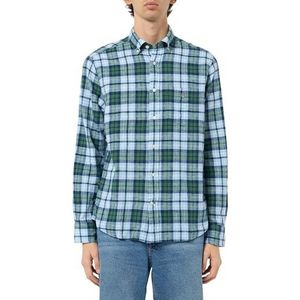 REG COTTON Linnen Check SHIRT, Woody Green, L