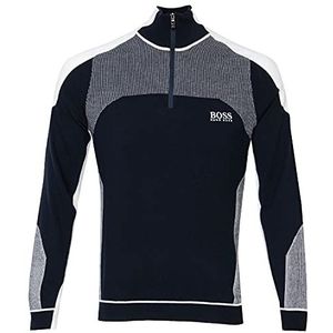 BOSS Zordi trui voor heren in Colour-Block-look met troyerkraag en waterafstotende afwerking, Navy410, 3XL