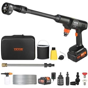 VEVOR Hogedrukreiniger op accu, draadloos, 21 V, krachtige reiniger, draagbaar, 652 psi, 50 bar, elektrische wasmachine, 3,5 l/min, accu 4,0 Ah, oplader voor het reinigen van terras, tuin, auto