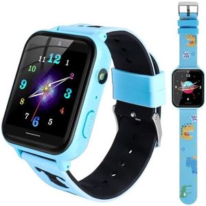 MINGPINHUIUS Smartwatch voor kinderen met 10 spelletjes, SOS-oproepalarm, recorder, rekenmachine, MP3, kinderhorloge, speelgoed voor jongens en meisjes van 4-10 jaar, verjaardagscadeau (blauw)